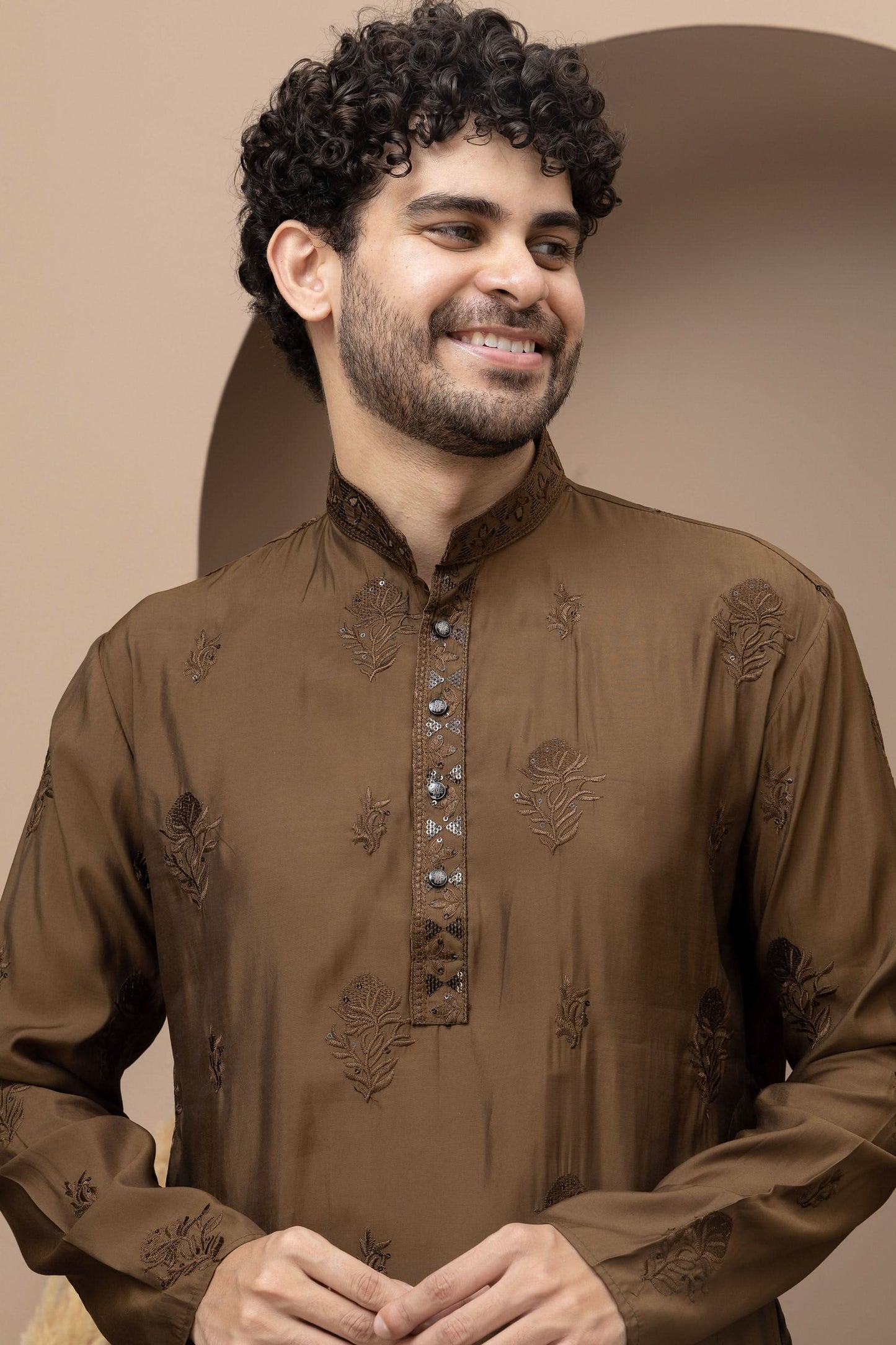 Mehandi cotton silk kurta pajama for festive occasions