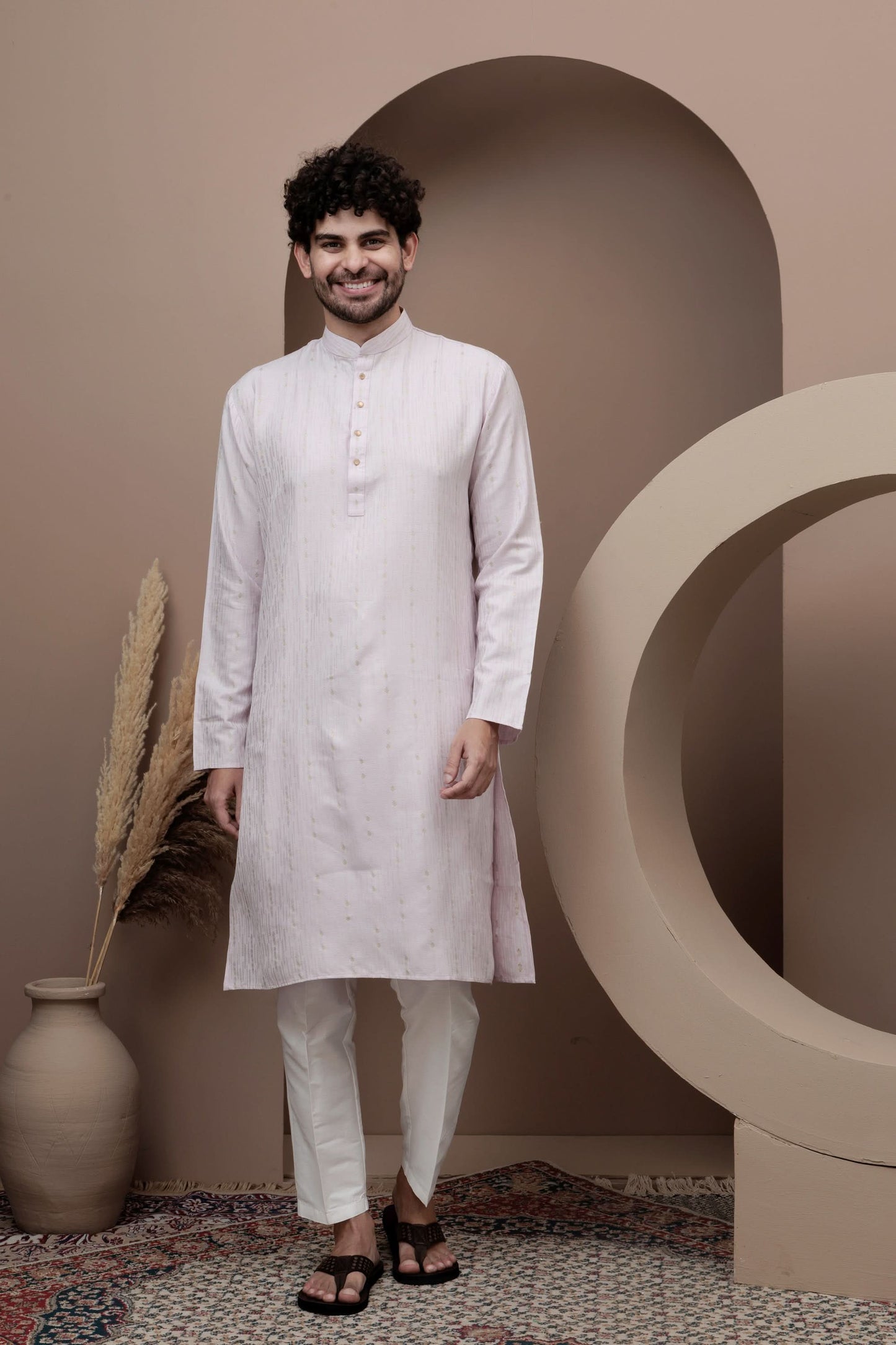 Lailac cotton silk kurta pajama for festive occasions