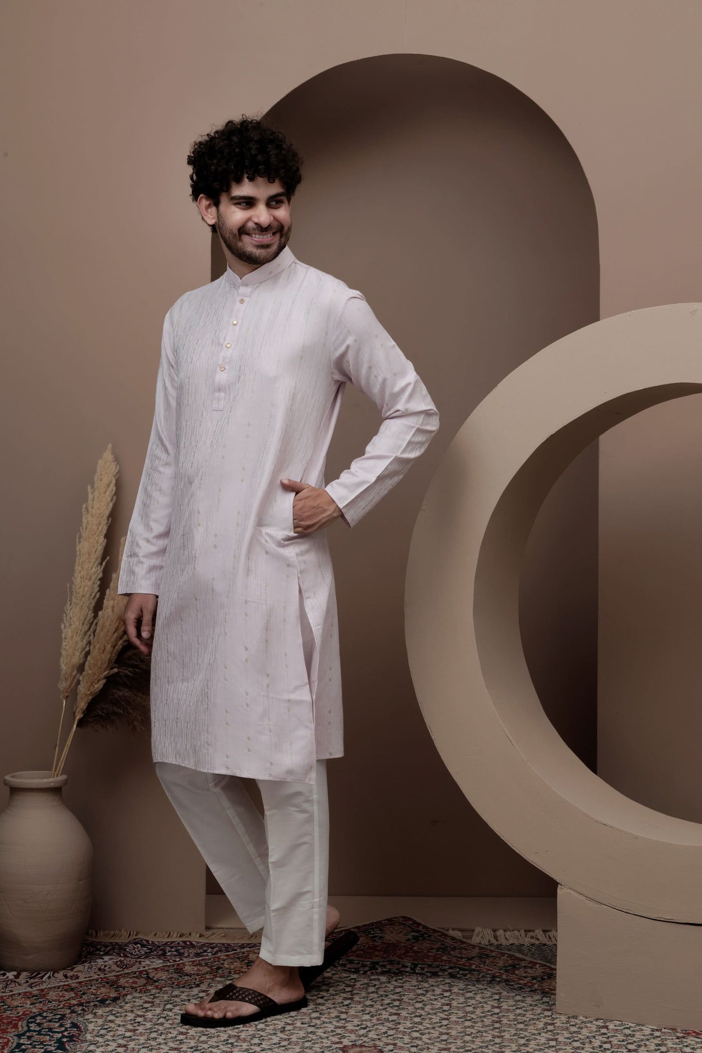 Lailac cotton silk kurta pajama for festive occasions