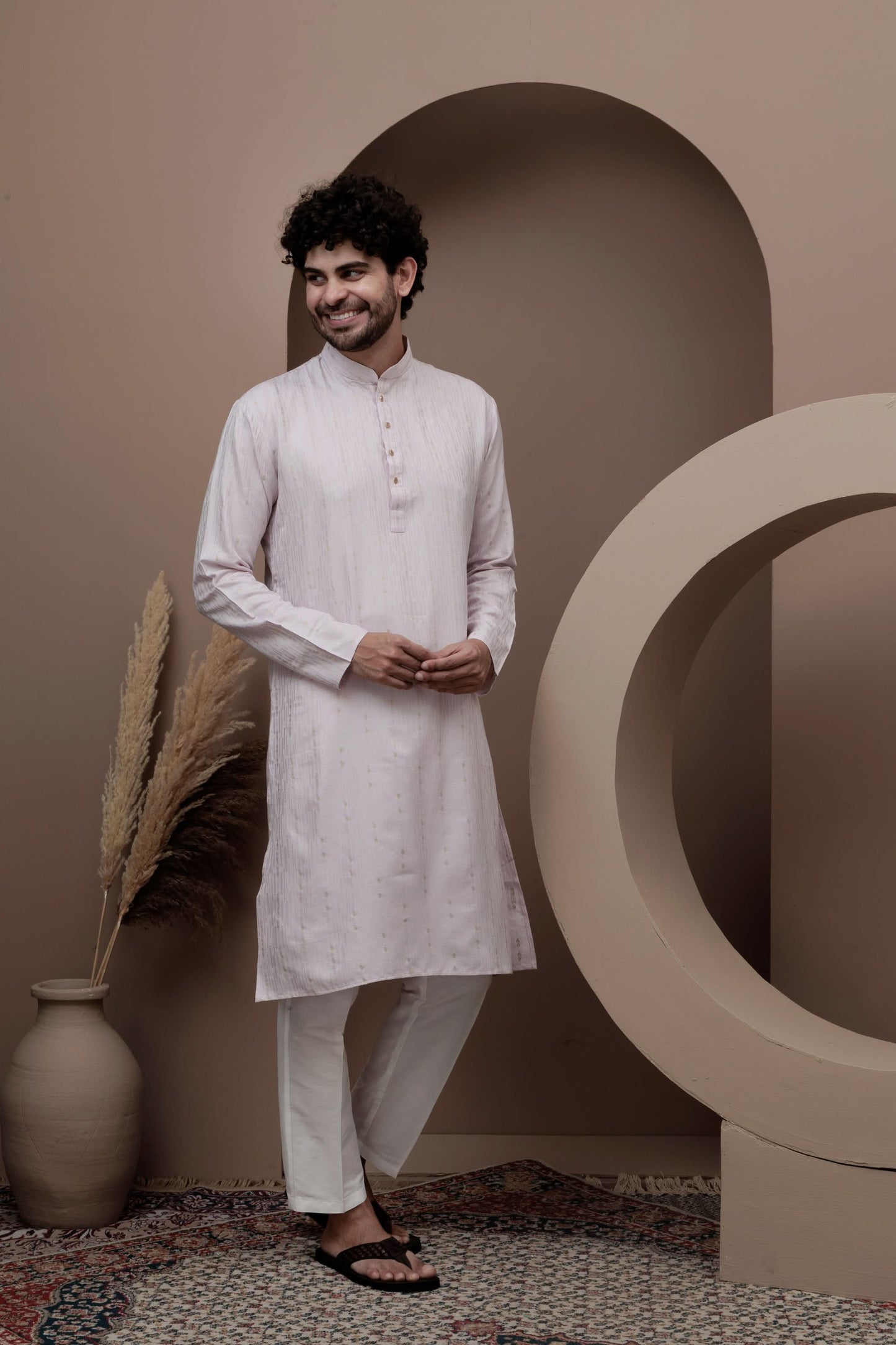 Lailac cotton silk kurta pajama for festive occasions