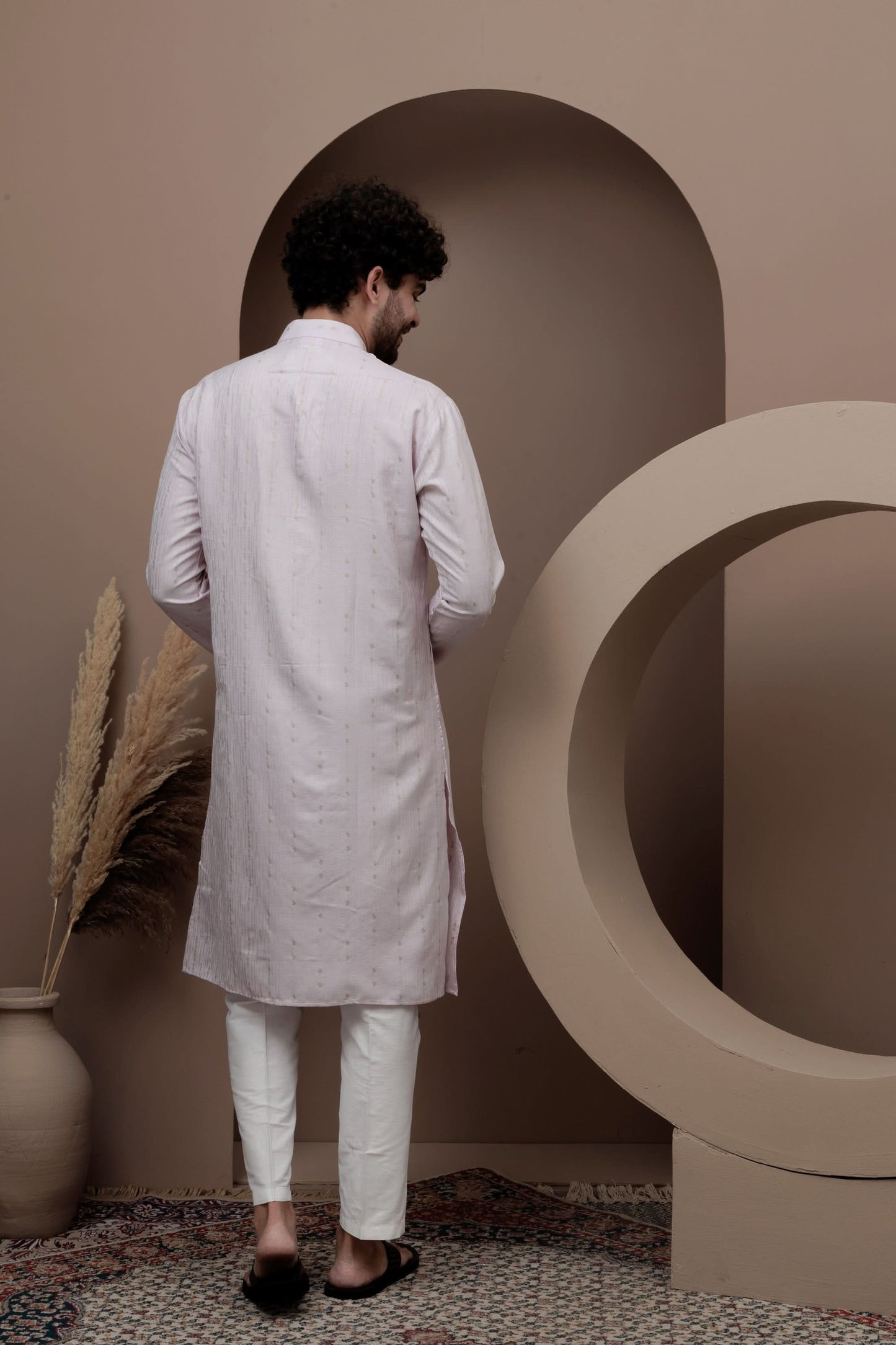 Lailac cotton silk kurta pajama for festive occasions