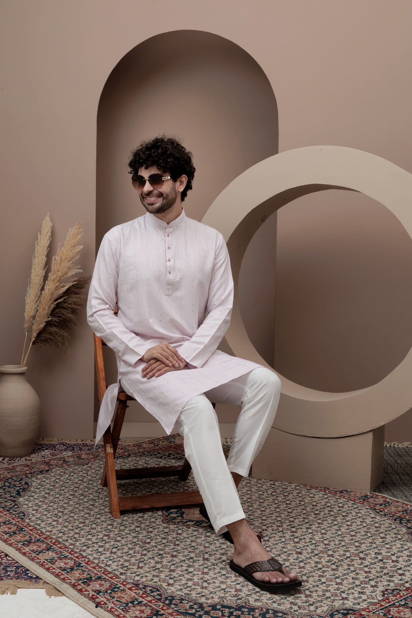 Lailac cotton silk kurta pajama for festive occasions