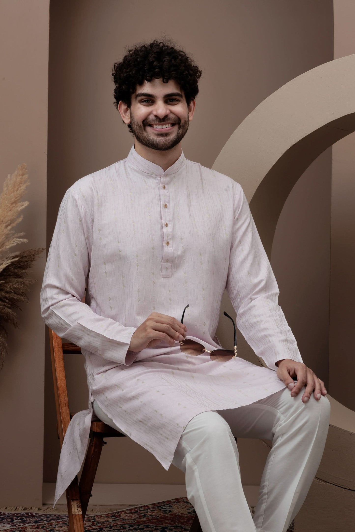 Lailac cotton silk kurta pajama for festive occasions