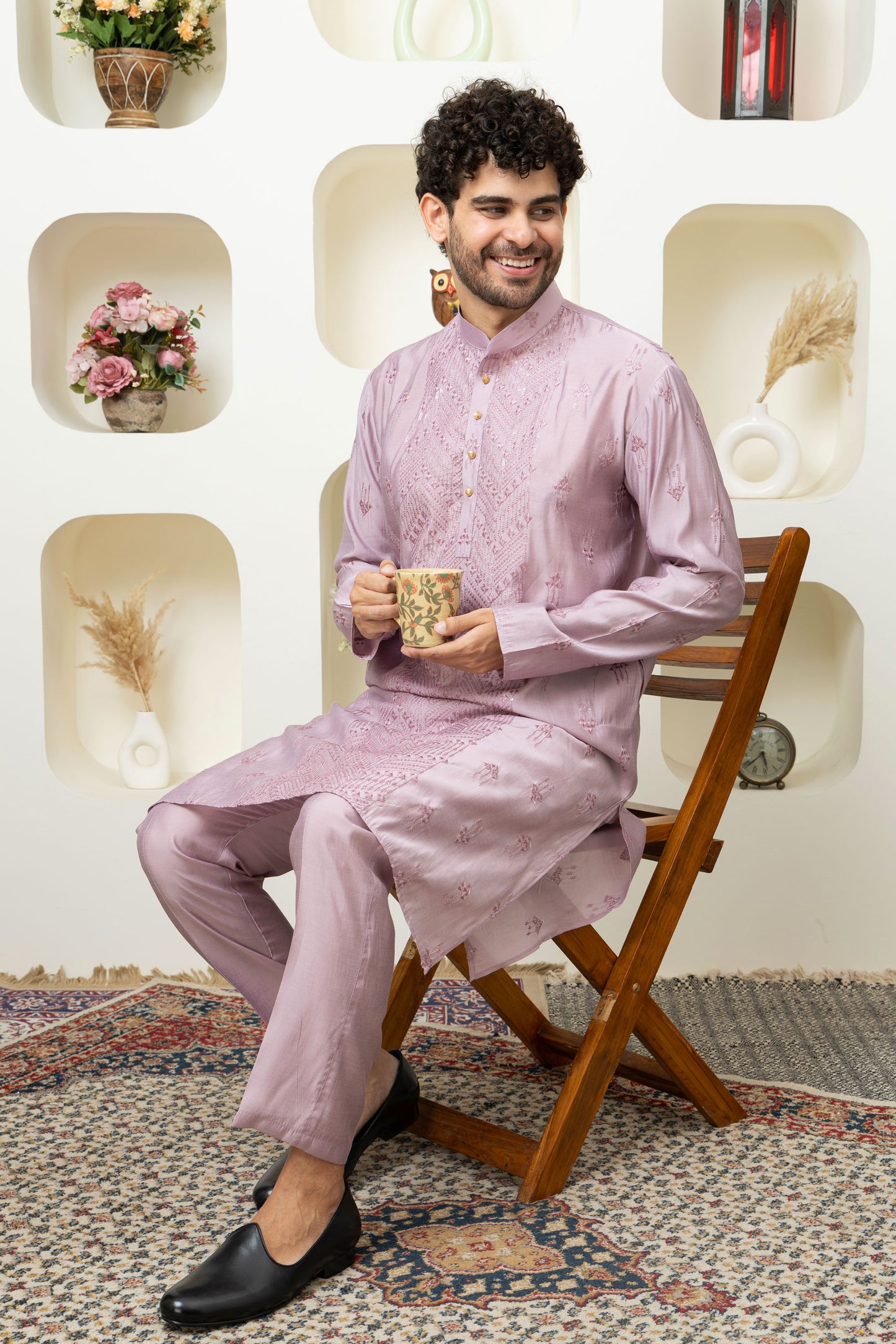 Elegant Designer Kurta Pajama in Purple Cotton Silk – Premium Ethnic Menswear Collection