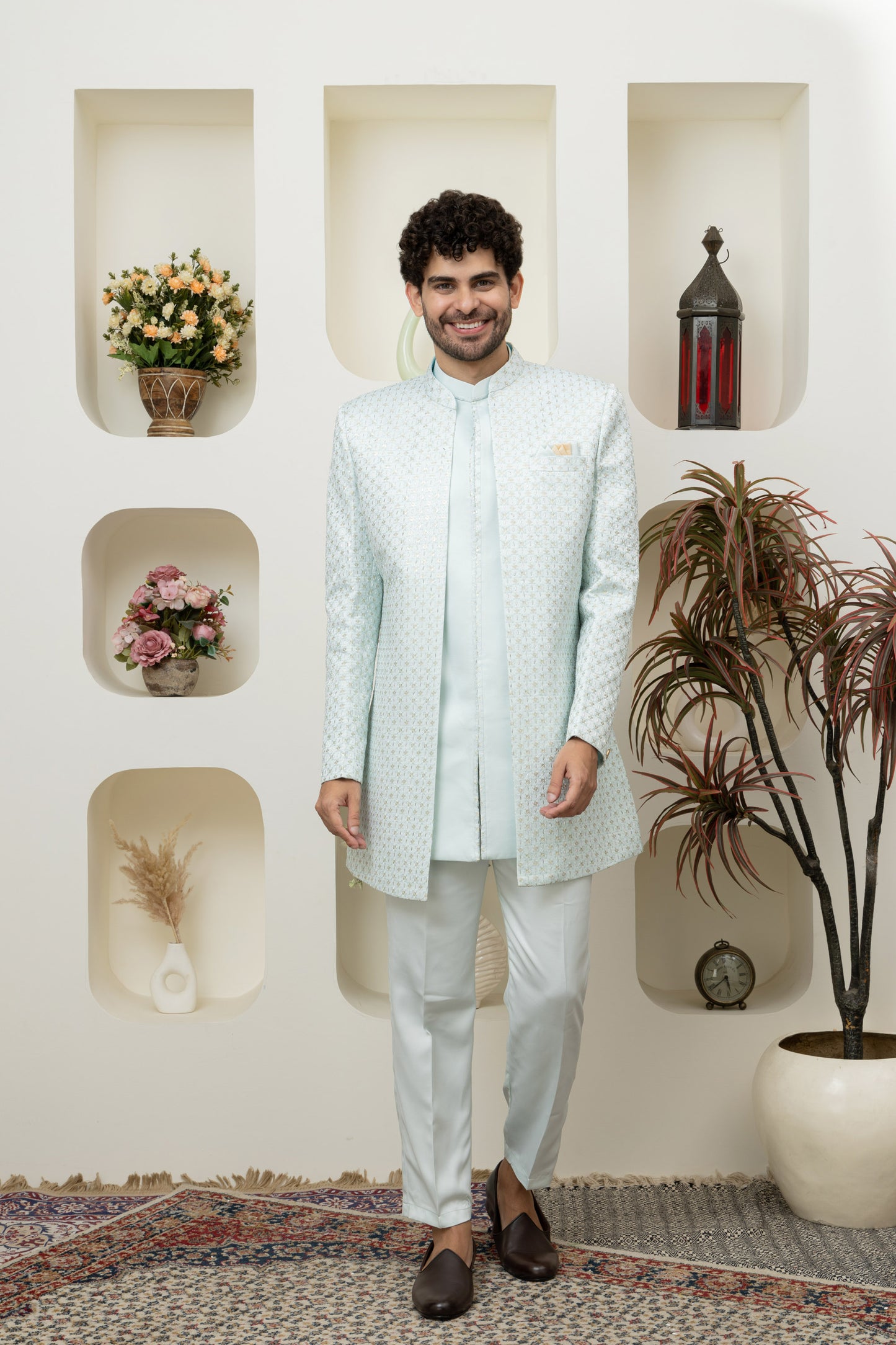 Aqua Blue Indo Western for Menswear – Elegant Ethnic Statement