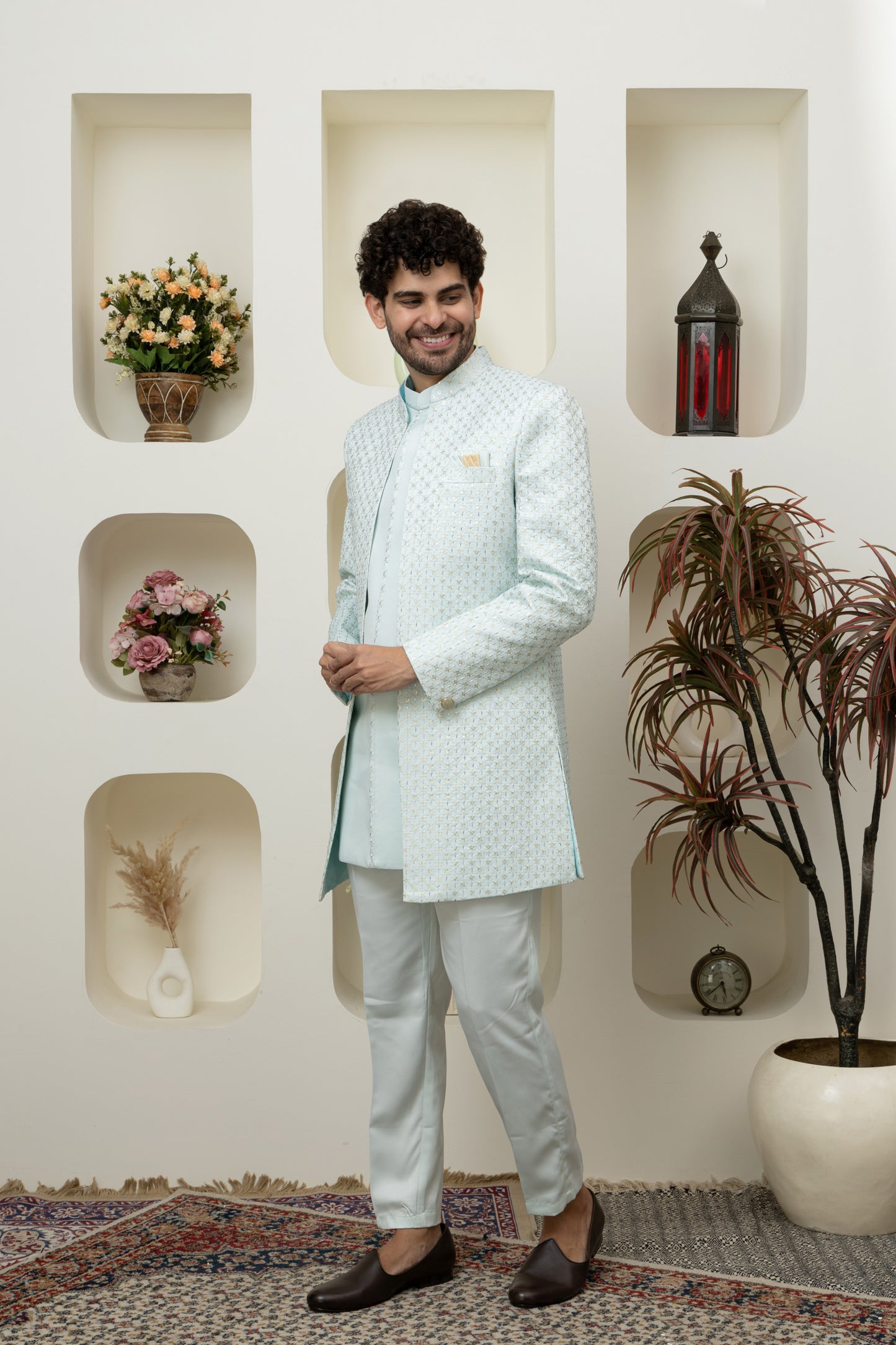 Aqua Blue Indo Western for Menswear – Elegant Ethnic Statement