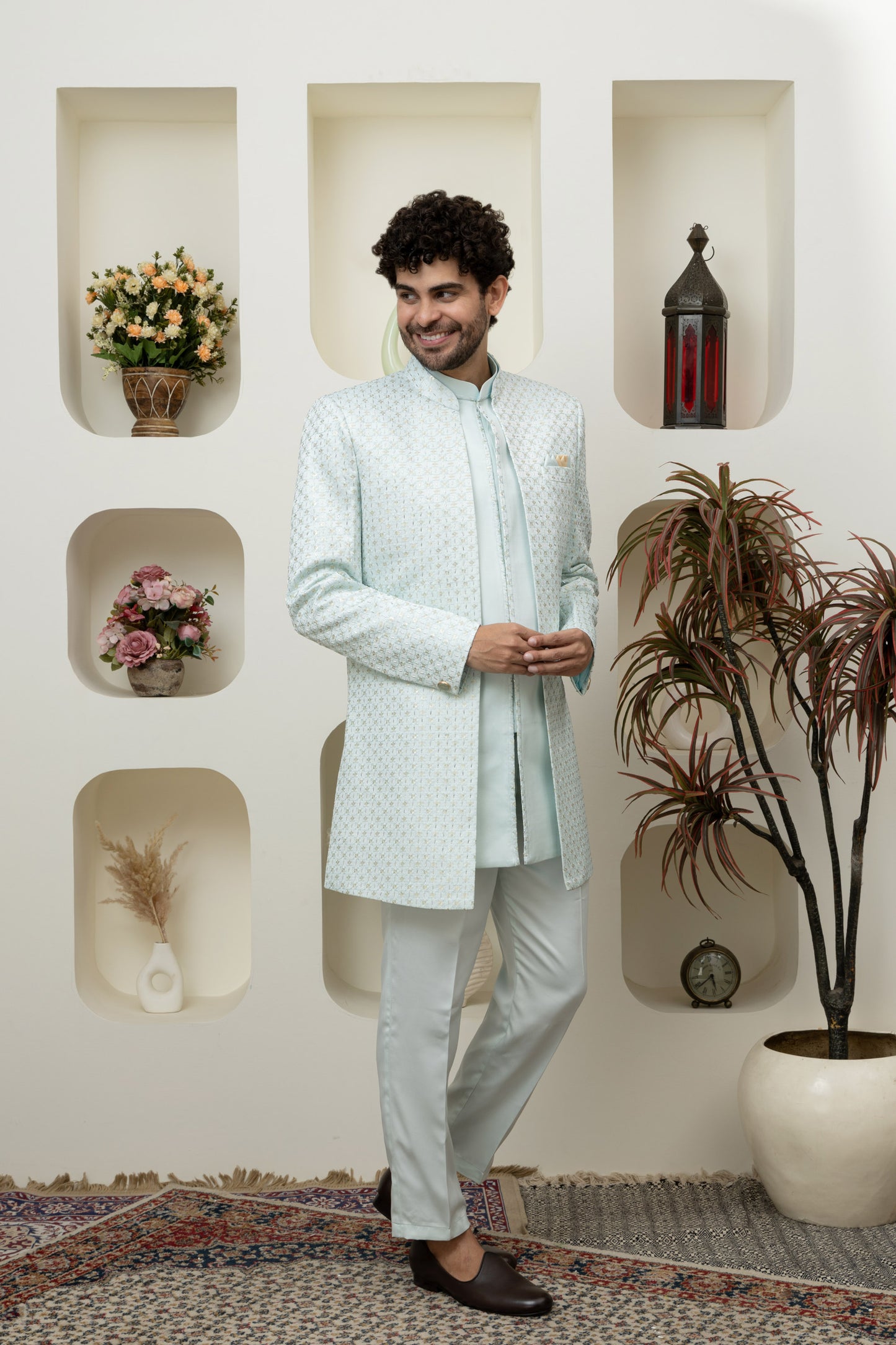 Aqua Blue Indo Western for Menswear – Elegant Ethnic Statement