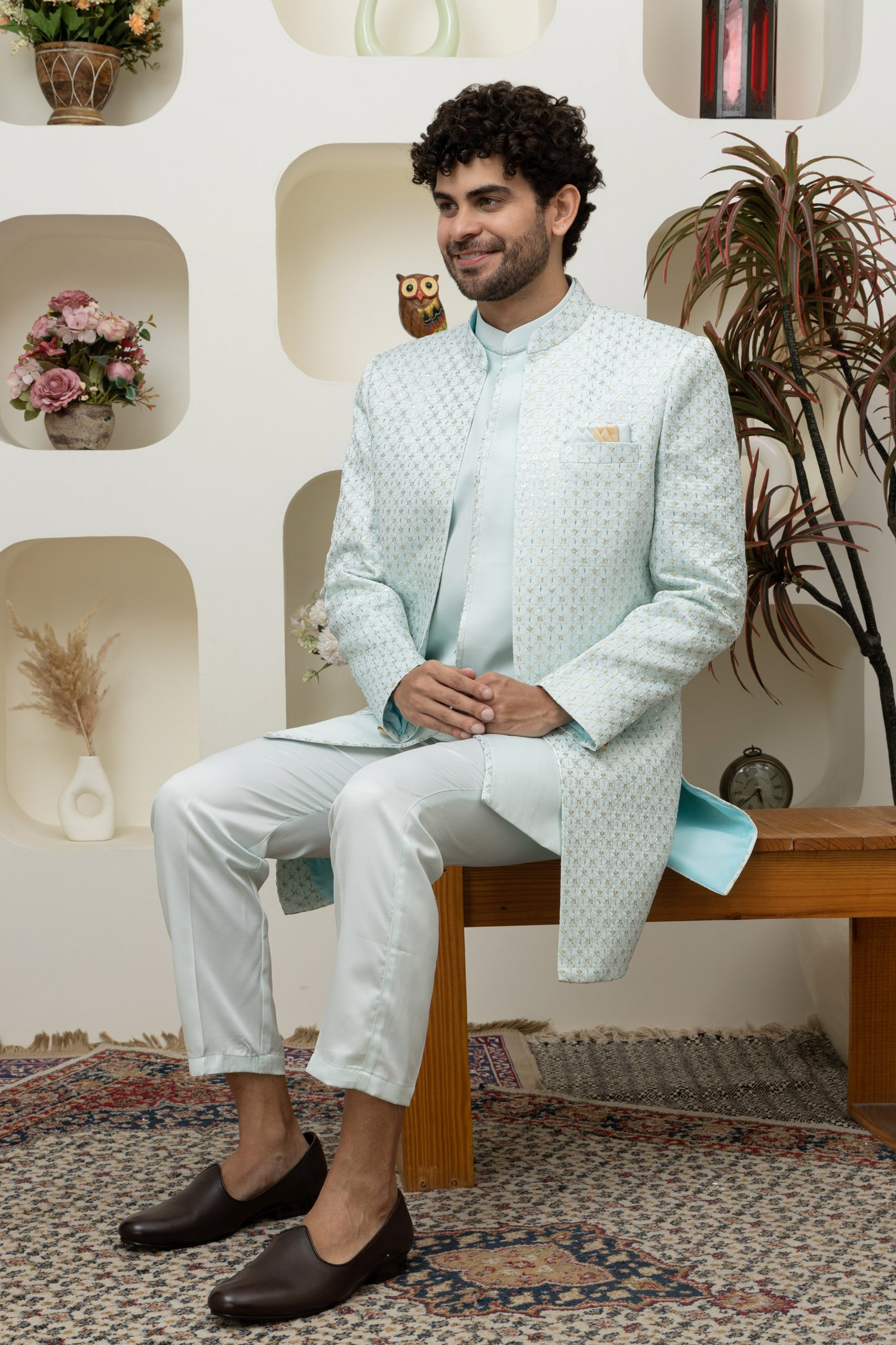 Aqua Blue Indo Western for Menswear – Elegant Ethnic Statement