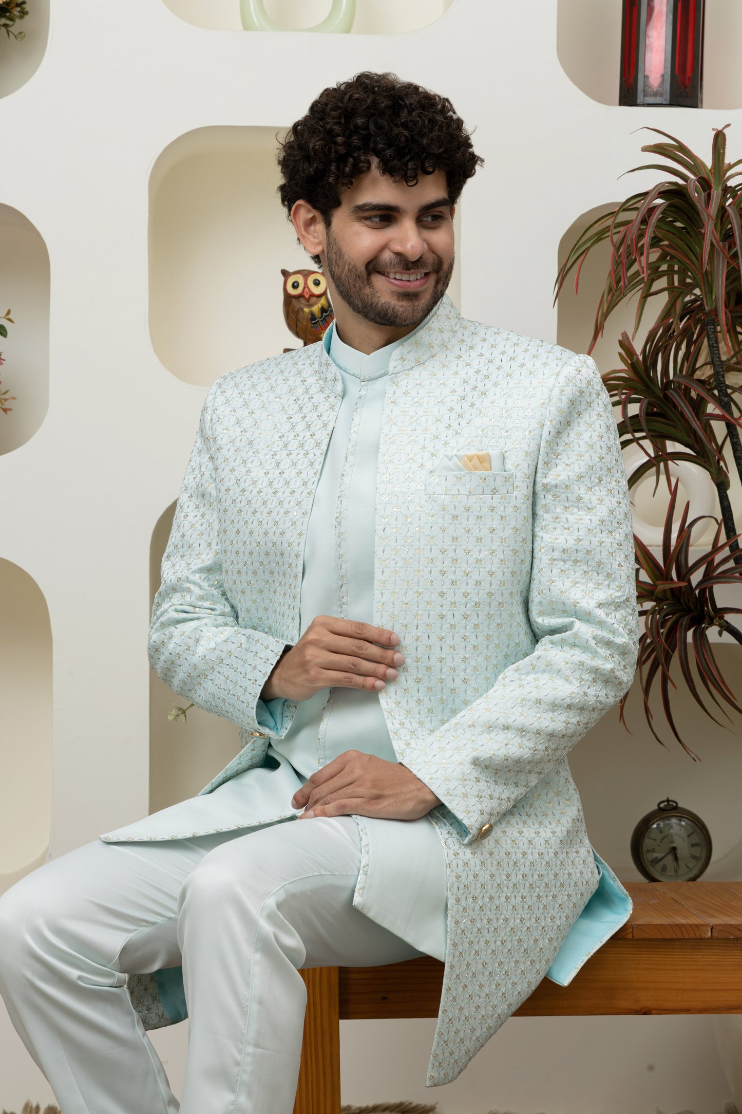 Aqua Blue Indo Western for Menswear – Elegant Ethnic Statement
