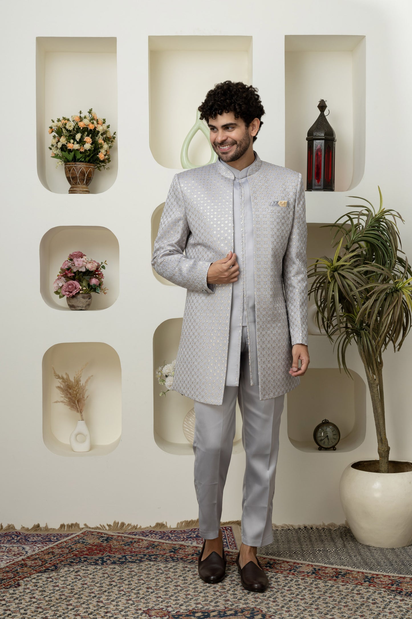 Ash Grey Indo Western in Elegant – Sharp Ethnic Wear for Modern Menswear