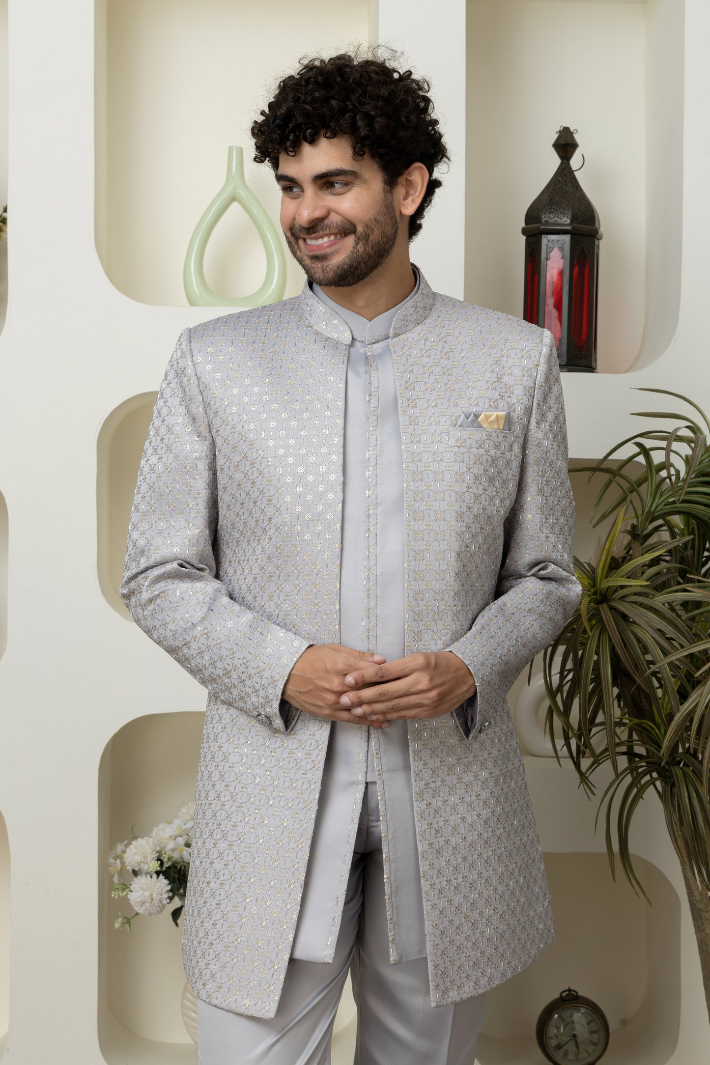 Ash Grey Indo Western in Elegant – Sharp Ethnic Wear for Modern Menswear