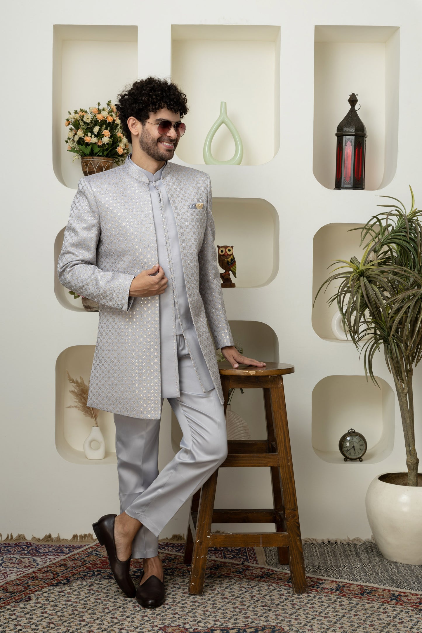Ash Grey Indo Western in Elegant – Sharp Ethnic Wear for Modern Menswear