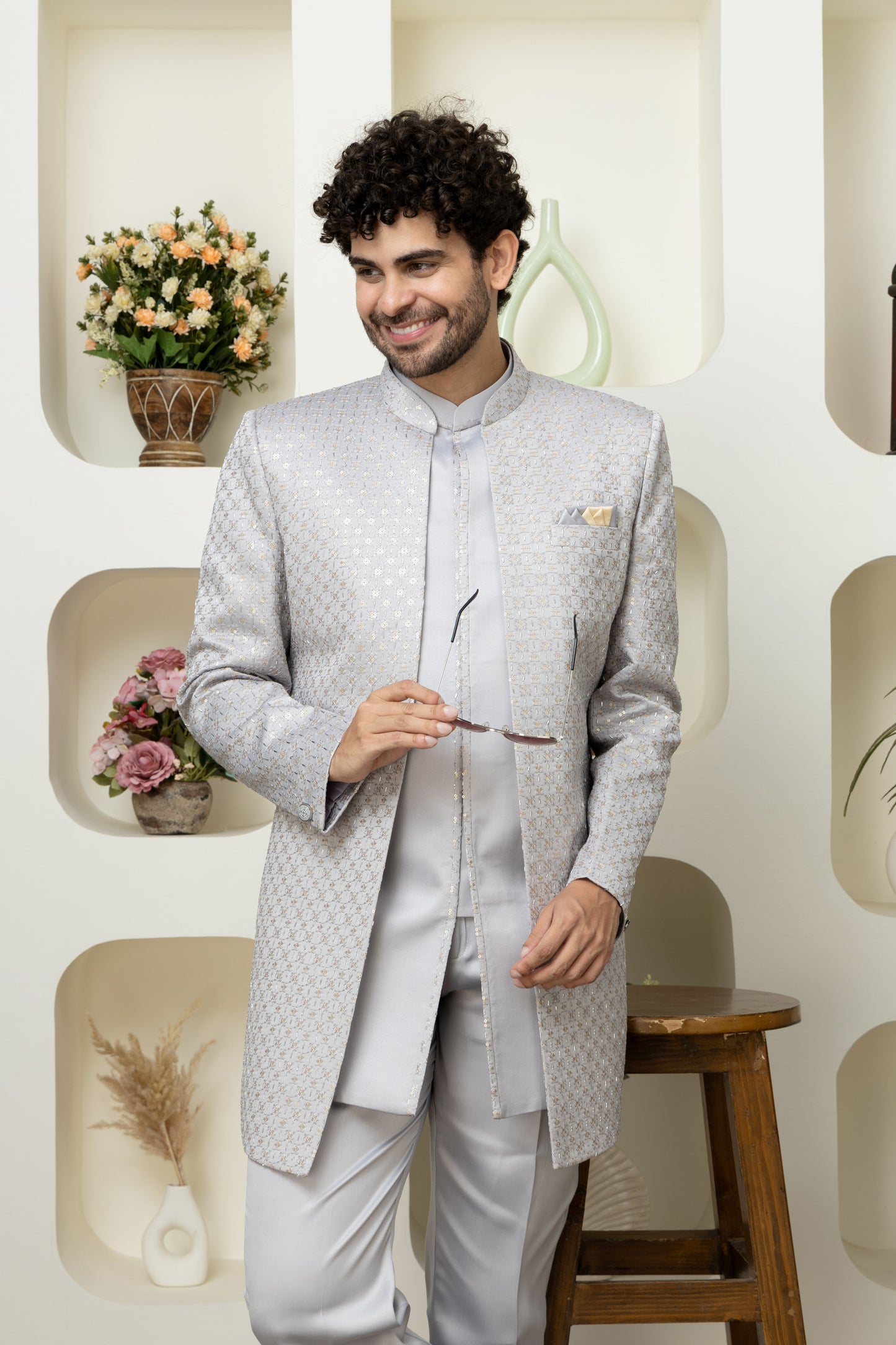 Ash Grey Indo Western in Elegant – Sharp Ethnic Wear for Modern Menswear