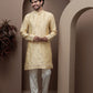 Yellow kurta pajama with matching embroidered jacket