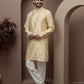 Yellow kurta pajama with matching embroidered jacket