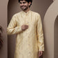 Yellow kurta pajama with matching embroidered jacket