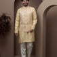 Yellow kurta pajama with matching embroidered jacket