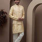 Yellow kurta pajama with matching embroidered jacket