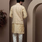 Yellow kurta pajama with matching embroidered jacket