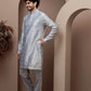 Grey kurta pajama with matching embroidered jacket
