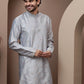 Grey kurta pajama with matching embroidered jacket