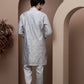 Grey kurta pajama with matching embroidered jacket