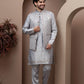Grey kurta pajama with matching embroidered jacket