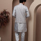 Grey kurta pajama with matching embroidered jacket