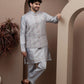 Grey kurta pajama with matching embroidered jacket