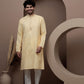 Yellow cotton silk kurta pajama for festive occasions