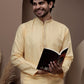 Yellow cotton silk kurta pajama for festive occasions