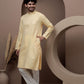 Yellow cotton silk kurta pajama for festive occasions