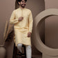 Yellow cotton silk kurta pajama for festive occasions