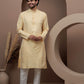 Yellow cotton silk kurta pajama for festive occasions