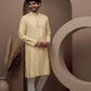 Yellow cotton silk kurta pajama for festive occasions