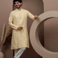 Yellow cotton silk kurta pajama for festive occasions