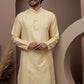 Yellow cotton silk kurta pajama for festive occasions