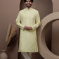 Yellow cotton silk kurta pajama for festive occasions