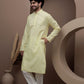 Yellow cotton silk kurta pajama for festive occasions