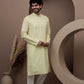 Yellow cotton silk kurta pajama for festive occasions