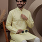 Yellow cotton silk kurta pajama for festive occasions