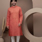 Orange cotton silk kurta pajama for festive occasions