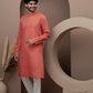Orange cotton silk kurta pajama for festive occasions