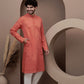 Orange cotton silk kurta pajama for festive occasions