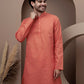 Orange cotton silk kurta pajama for festive occasions