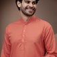 Orange cotton silk kurta pajama for festive occasions
