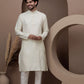 Cream cotton silk kurta pajama for festive occasions