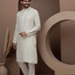 Cream cotton silk kurta pajama for festive occasions