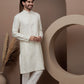 Cream cotton silk kurta pajama for festive occasions