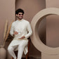 Cream cotton silk kurta pajama for festive occasions